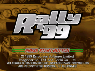 Rally 99 title screen for Nintendo 64